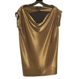 Guess by Marciano sz Small Oversized Shirt Dress Mini In Draped Gold